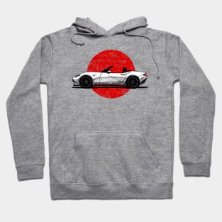 Japanese roadster sports car sketch with flag background Hoodie